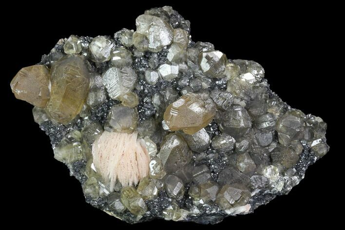 Cerussite Crystals with Bladed Barite on Galena - Morocco #98735